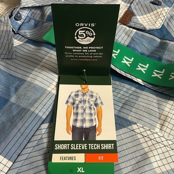 Orvis Men’s Blue & White Plaid Button Down short sleeve Shirt- XL - Picture 11 of 14